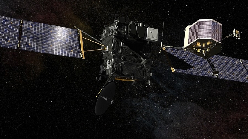 L&#039;atterrisseur Philae, de Rosetta, devrait se séparer de l&#039;orbiteur pour atterrir sur la comète en novembre 2014. CNES/EKIS France, 2013.